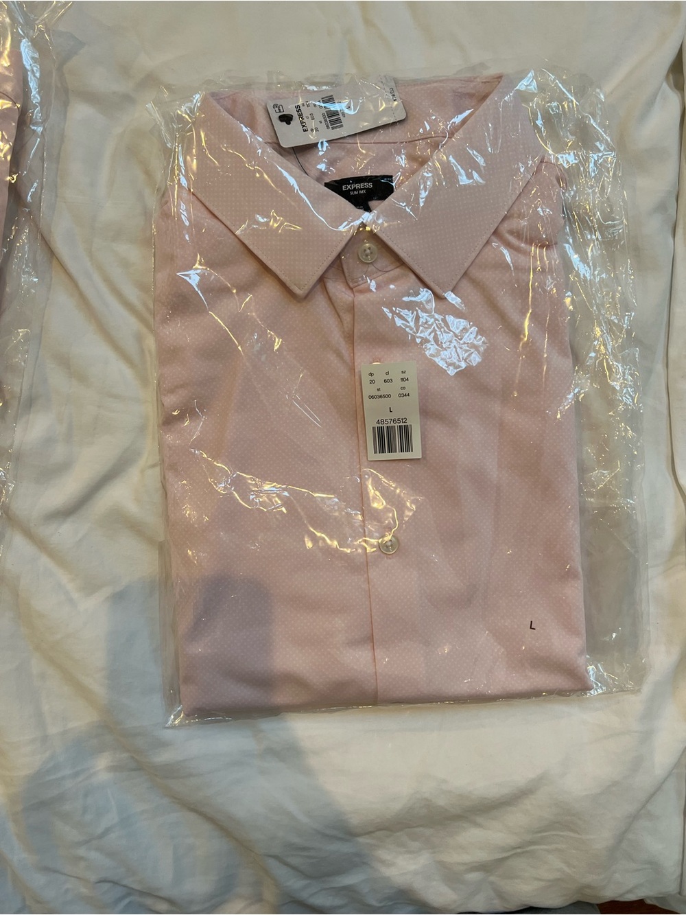 Express Men’s Light Pink Polkadot Dress Shirt